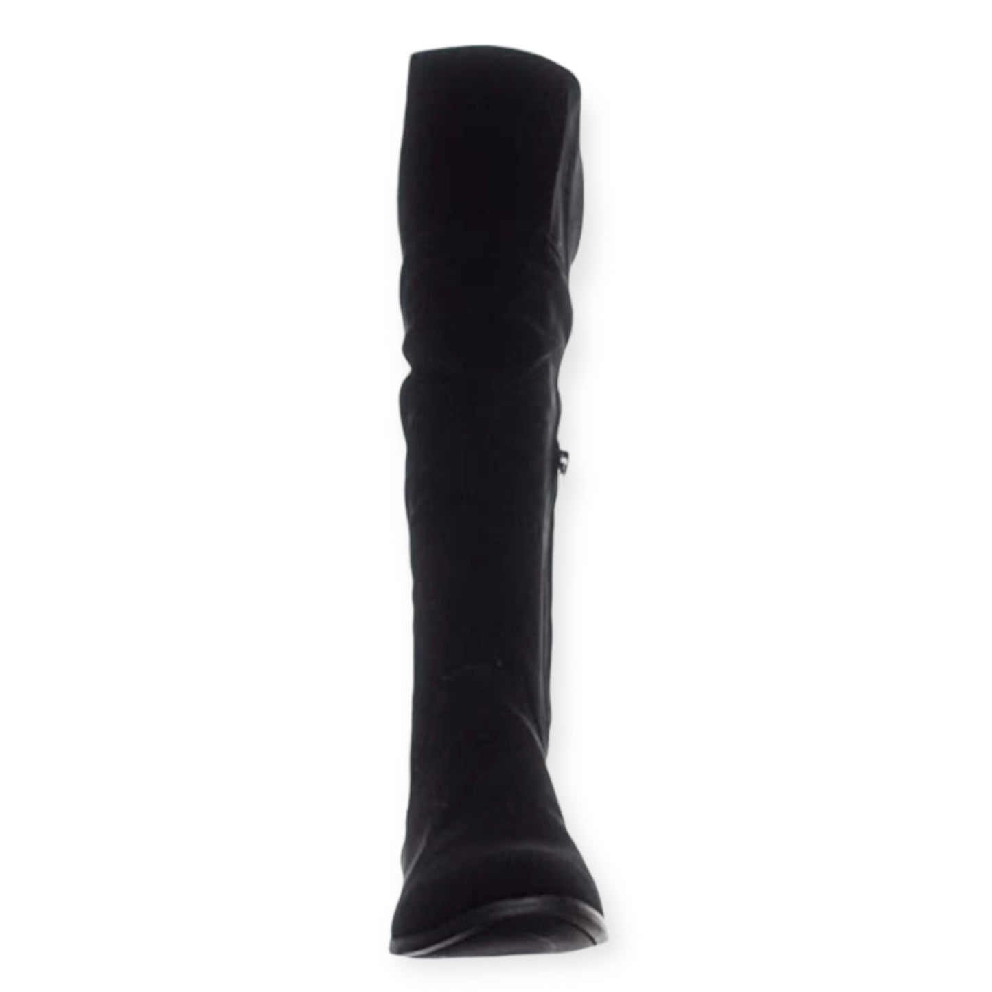 KELIMAEP Black Ruched Round Toe Zip Up Women's Riding Boots