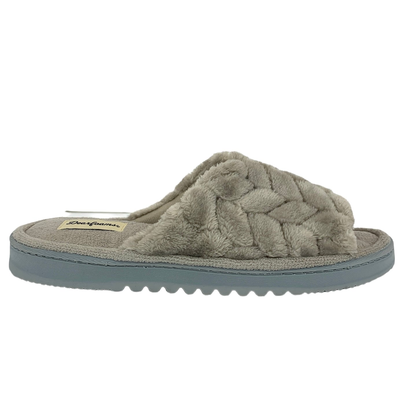 Gray Fuzzy Furry Memory Foam Slip On Open Toe Women's Slippers