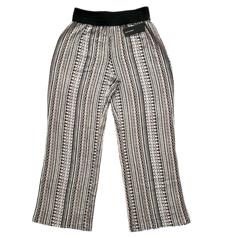 Casual Black/White/Pink Wide Leg Loose Fit High Rise Size M Women's Pants