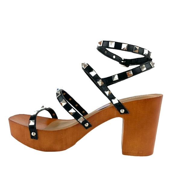 G-Canon Black Open Toe Ankle Buckle Platforms Women's Sandals