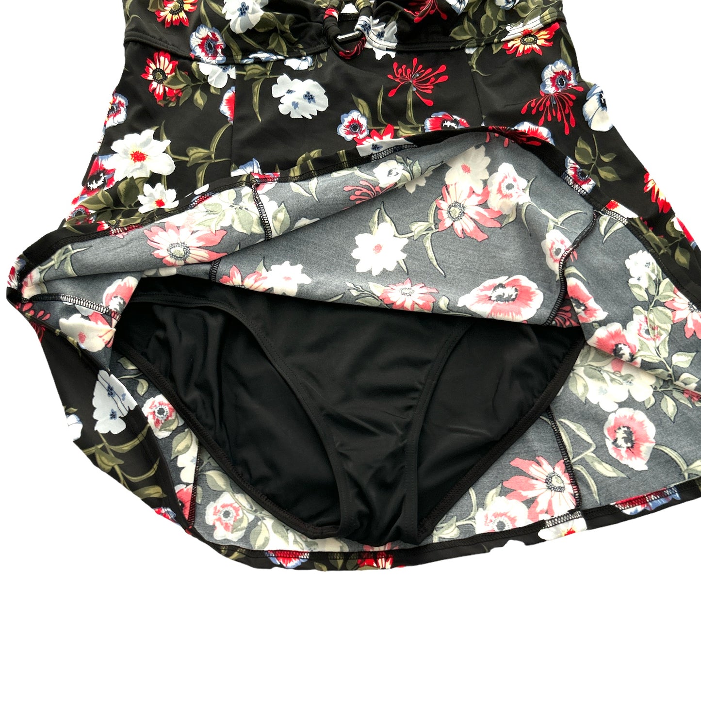 Thighs Black/Floral Print One Piece Women's Dress Swimsuit