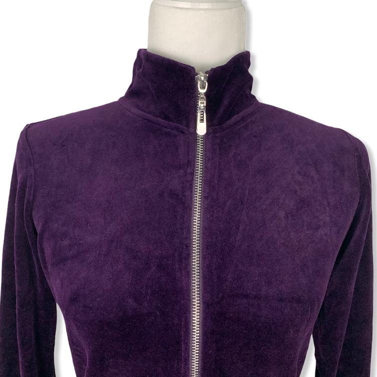 Purple Full Zip Velvet Petite Size PP Women's Sport Hoodie-- - Fannetti Boutique