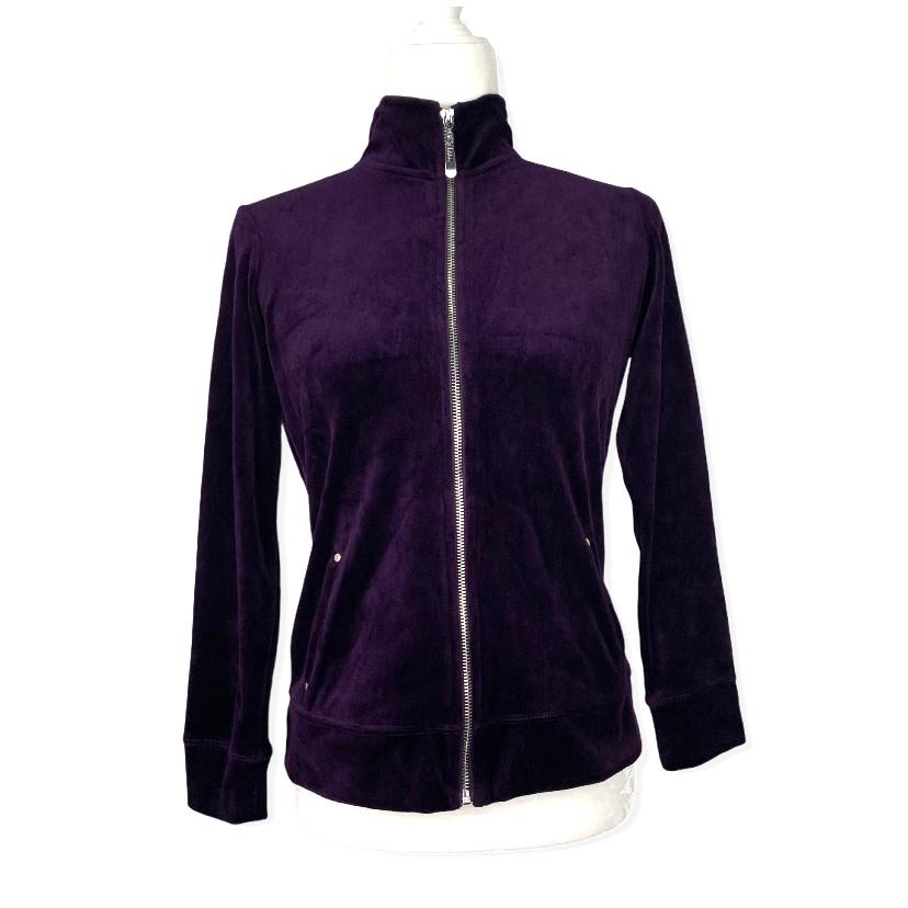 Purple Full Zip Velvet Petite Size PP Women's Sport Hoodie-- - Fannetti Boutique
