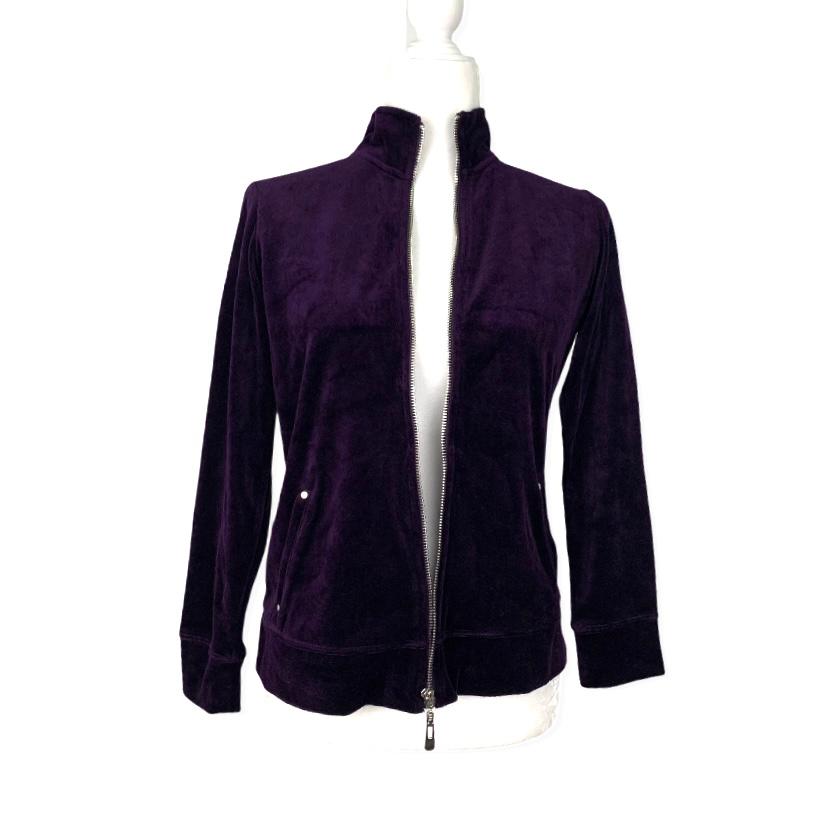 Purple Full Zip Velvet Petite Size PP Women's Sport Hoodie-- - Fannetti Boutique