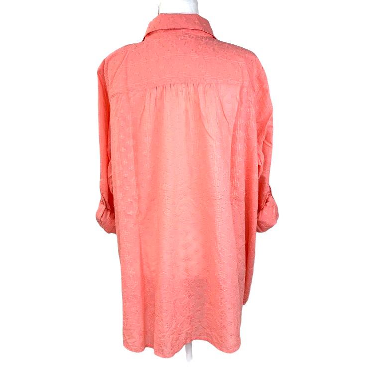 Cotton Textured Button Down Tops Plus Size 2X Women's Shirt