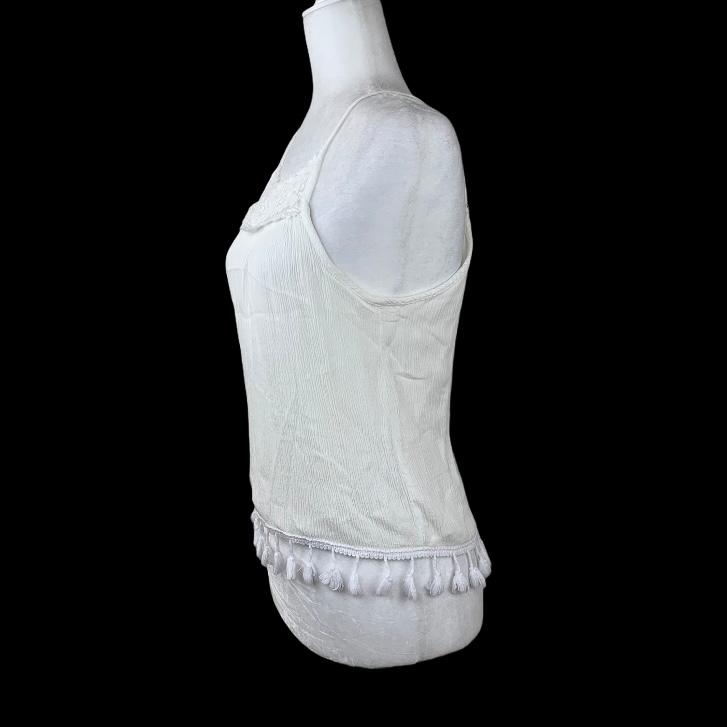 White Embroidered Neck Top Size XS Women's Blouse