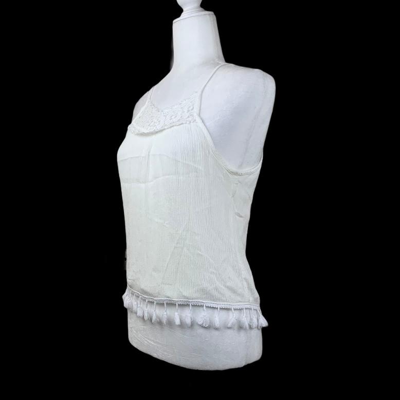 White Embroidered Neck Top Size XS Women's Blouse