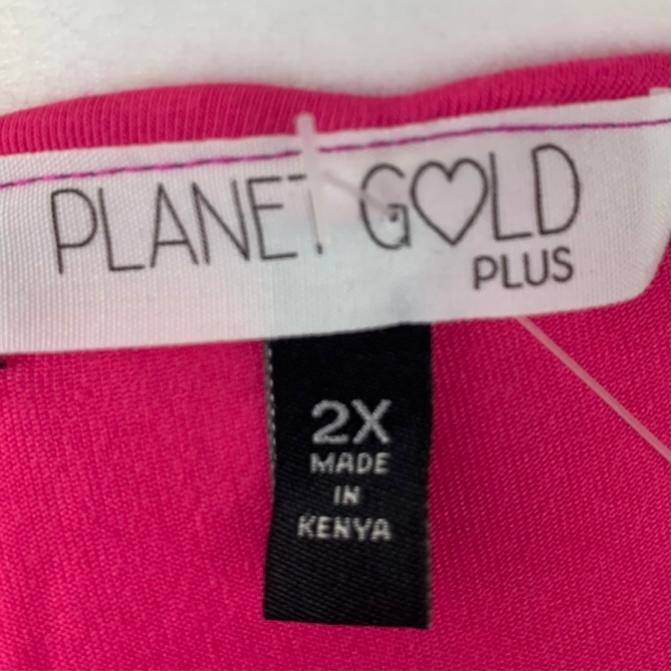 Planet Gold Magenta Top Short Sleeve Wrap Plus Size 2X Women's Blouses