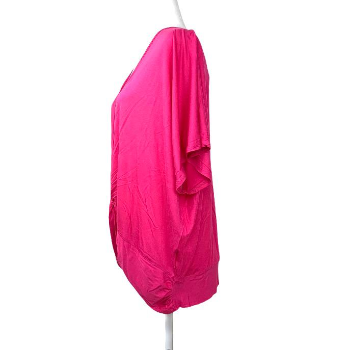 Planet Gold Magenta Top Short Sleeve Wrap Plus Size 2X Women's Blouses