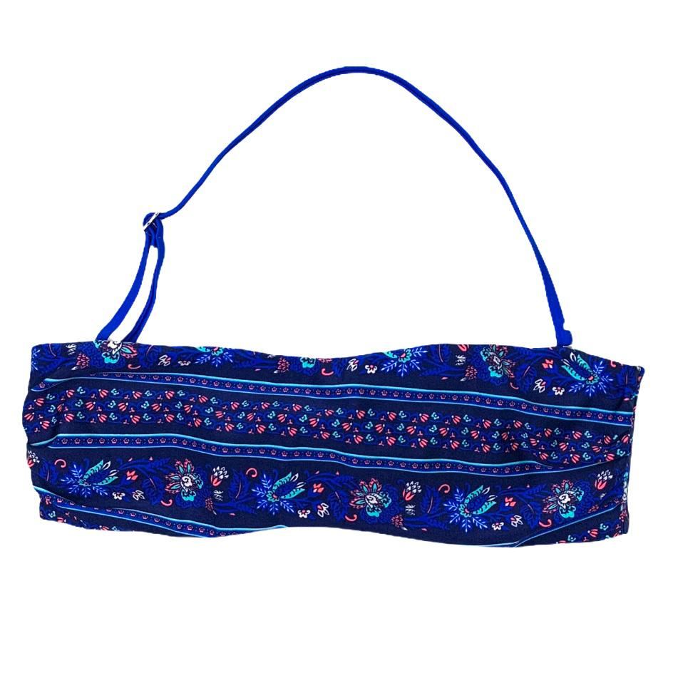 Blue/Multicolor Bikini Top Halter Strap Size S Women's Swimwear