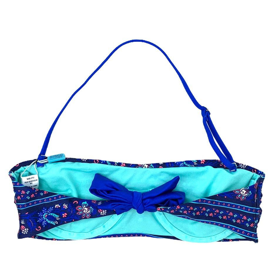 Blue/Multicolor Bikini Top Halter Strap Size S Women's Swimwear