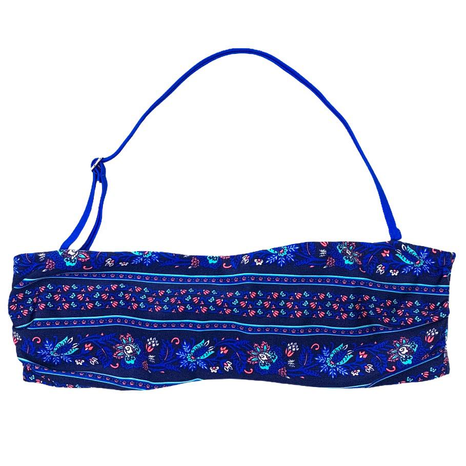 Blue/Multicolor Bikini Top Halter Strap Size S Women's Swimwear