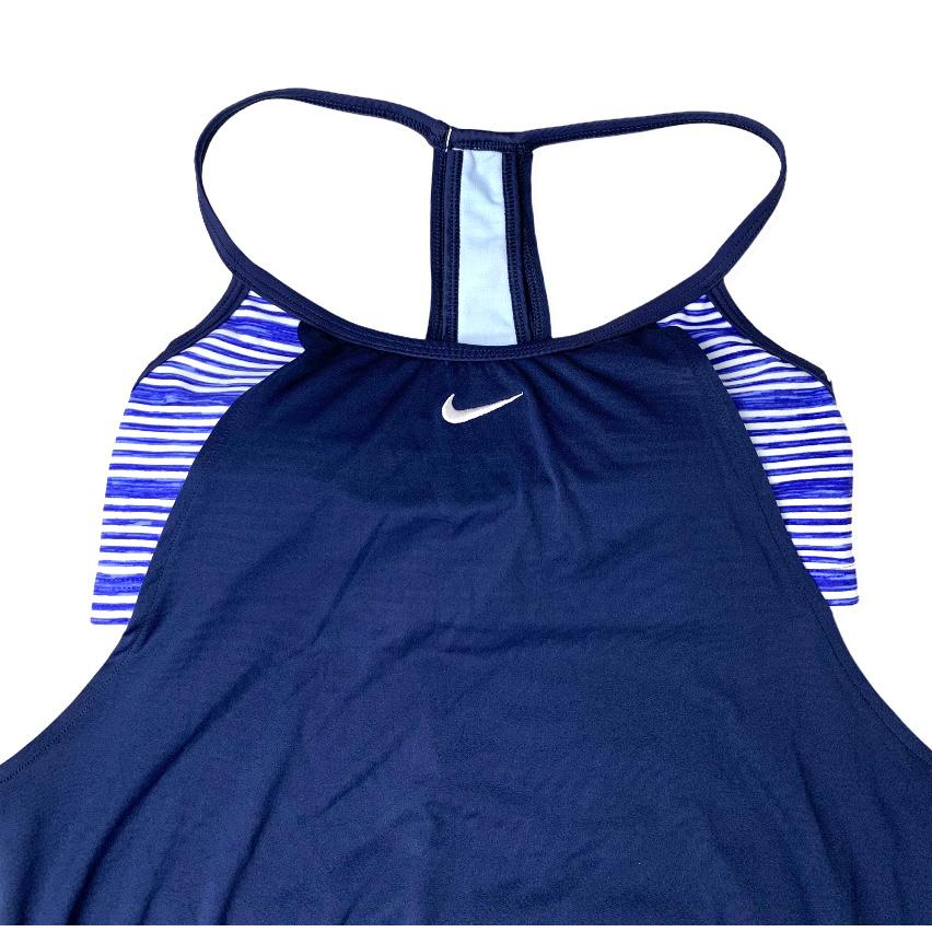 Blue/White 2-pieces Set Tankini/Bottom Size S High Neck Women's Swimwear