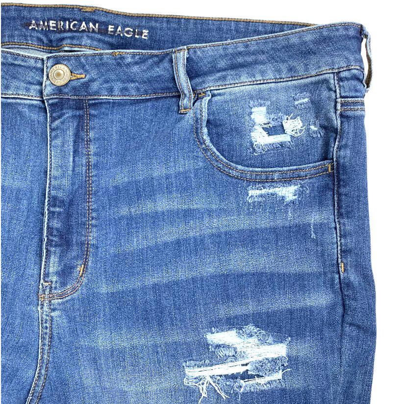 High Rise Stretch Destroyed Pant Ripped Plus Size 24 Women's Jeans