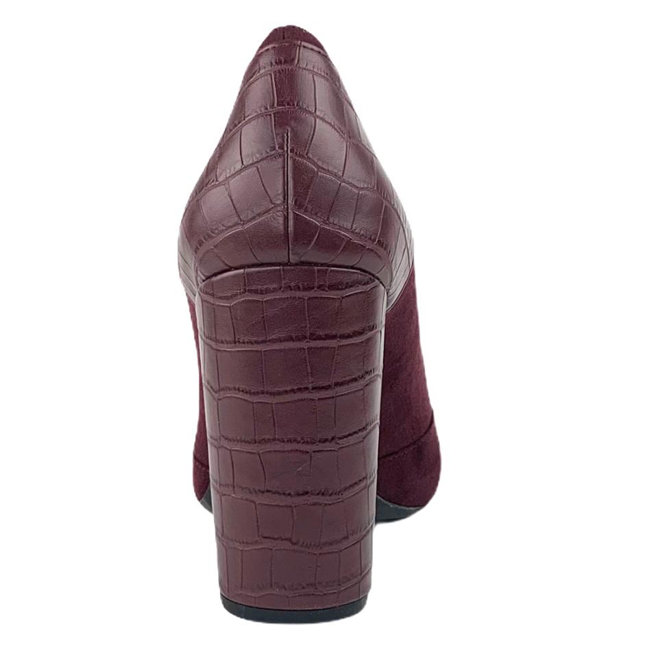 Wine Red Suede/Faux Leather Block Heel Pointed Toe Size 8.5M Women's Pumps