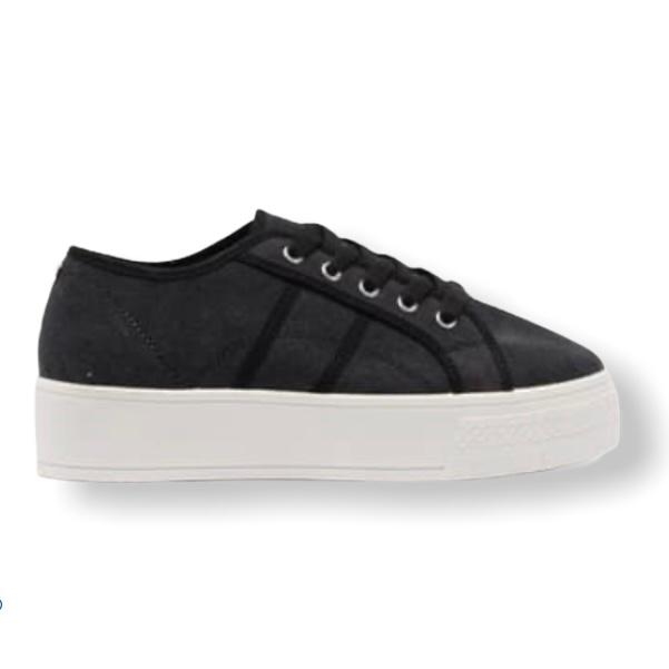 SHIANN Black Canvas High Wall Platform Lace Up Size 9 Women's Sneakers