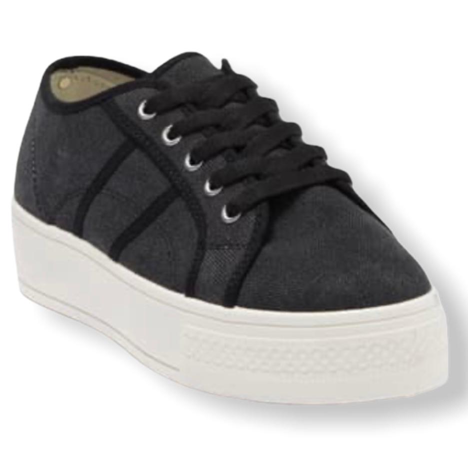 SHIANN Black Canvas High Wall Platform Lace Up Size 9 Women's Sneakers