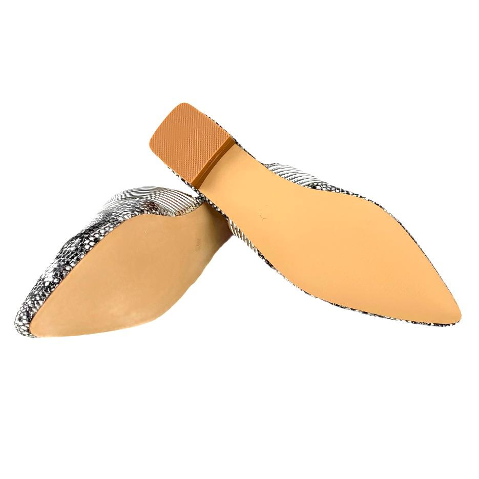 BOMIE Women's Cuffed Pointed Toe Flats Mules
