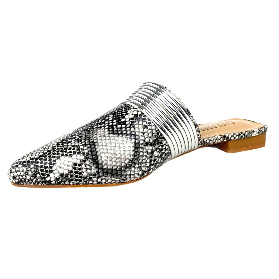 BOMIE Women's Cuffed Pointed Toe Flats Mules