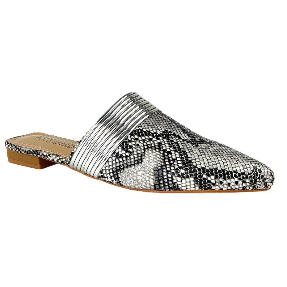BOMIE Women's Cuffed Pointed Toe Flats Mules