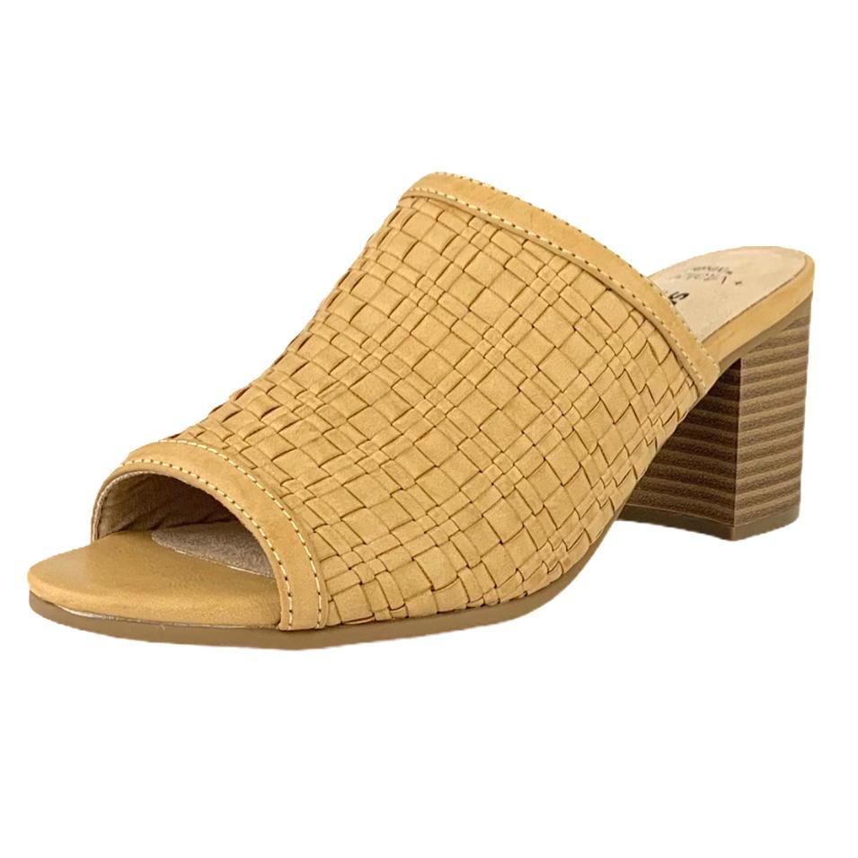 MALTESE Nude Block Heel Slip-on Round Toe Women's Sandals