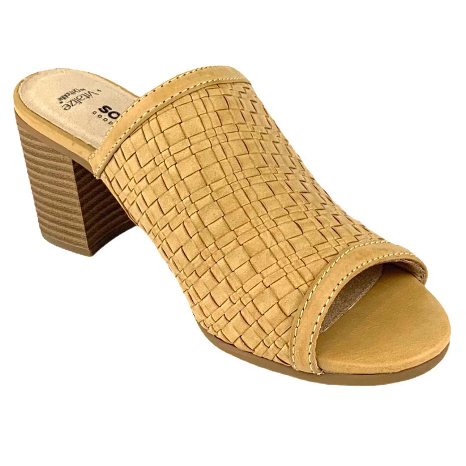 MALTESE Nude Block Heel Slip-on Round Toe Women's Sandals