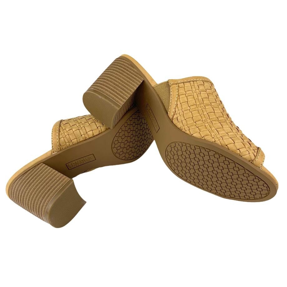 MALTESE Nude Block Heel Slip-on Round Toe Women's Sandals