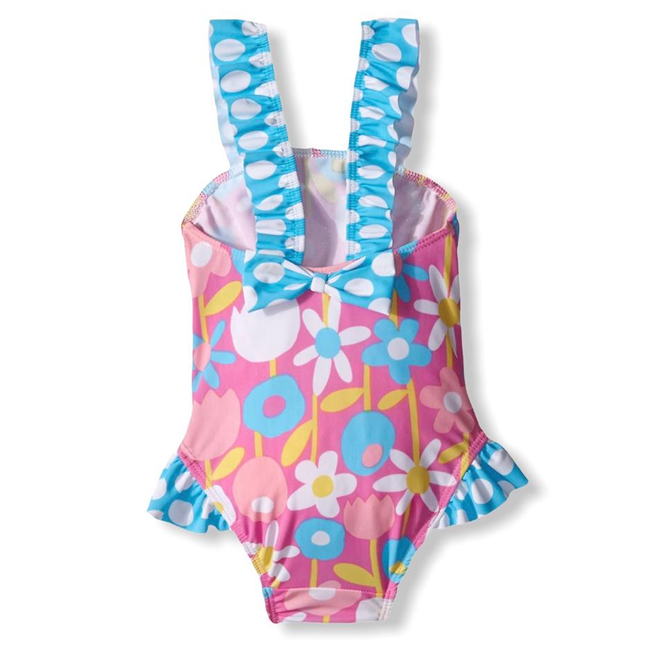 Pink/White/Blue One Piece Swimsuit Size 2 Little Girl Swimwear