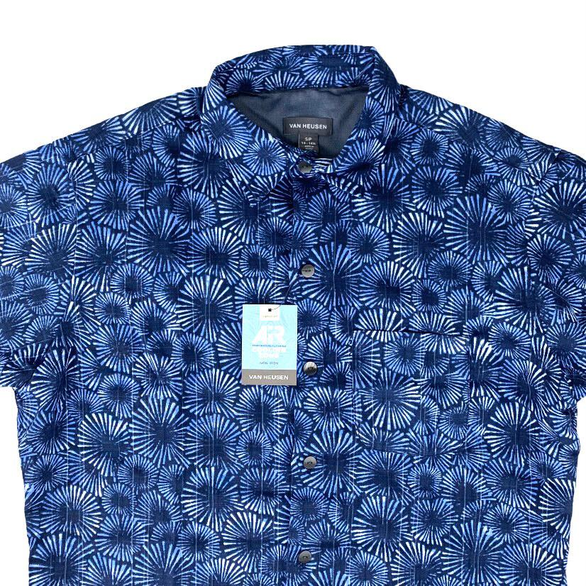Poly Tropical Print Shirt Sunburst Men's Size S