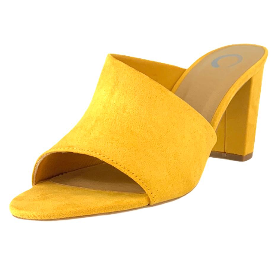 ALLEA Mustard Block Heel Slip-on Open Toe Size 8 Women's Sandals