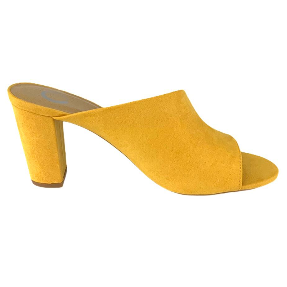 ALLEA Mustard Block Heel Slip-on Open Toe Size 8 Women's Sandals