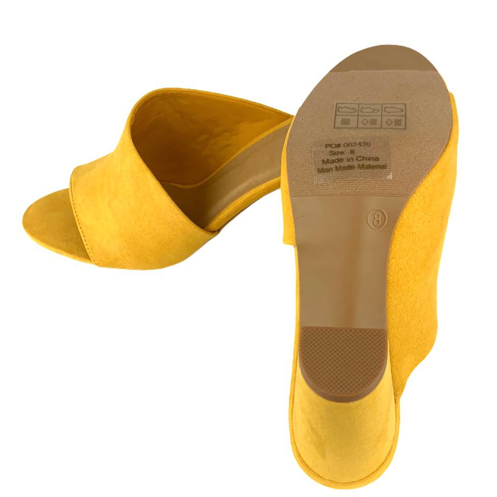 ALLEA Mustard Block Heel Slip-on Open Toe Size 8 Women's Sandals