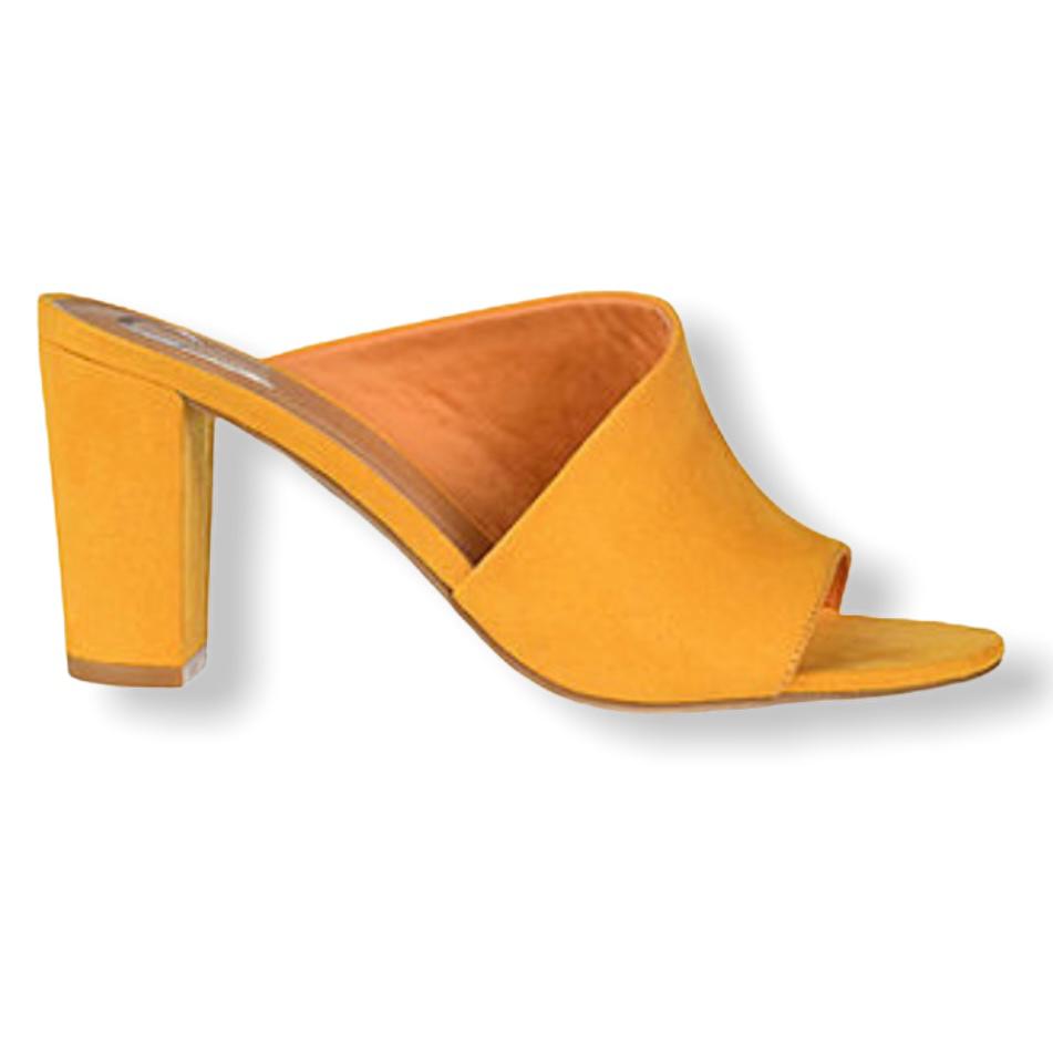 ALLEA Mustard Block Heel Slip-on Open Toe Size 8 Women's Sandals