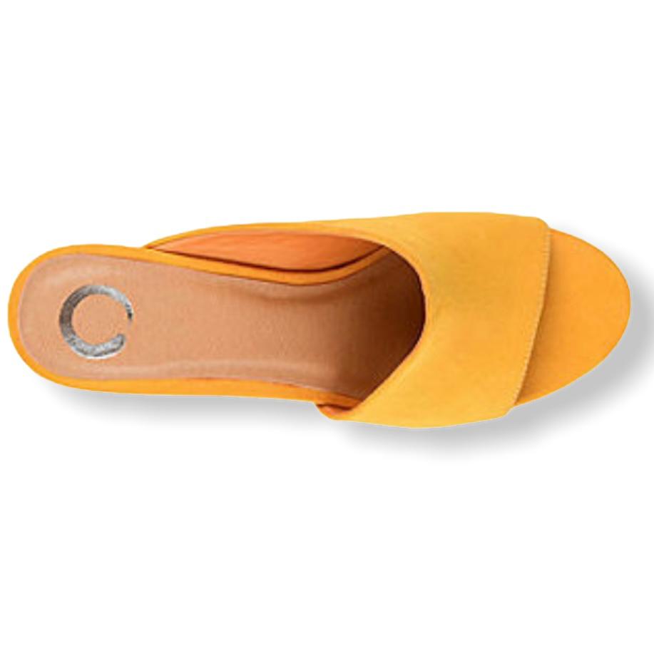 ALLEA Mustard Block Heel Slip-on Open Toe Size 8 Women's Sandals