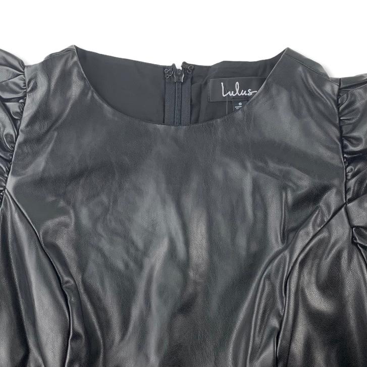 Women's Vegan Leather Crew Neck Mini Dress