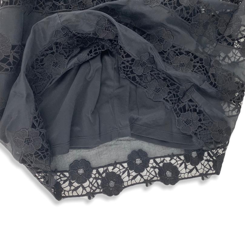 Black Lace Square Neck Bodycon Elbow Sleeve Size M Women's Dress