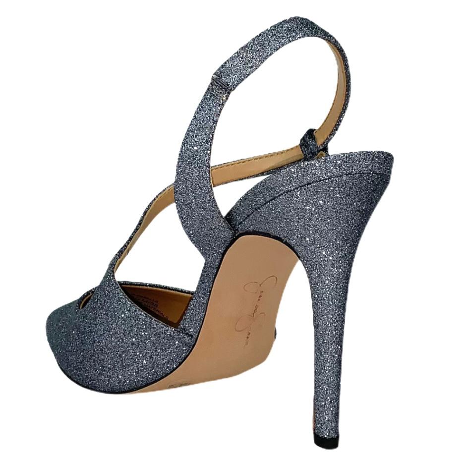 PASELLE Pewter Micro Flash Pull-on Pointed Toe Heel Women's Pumps