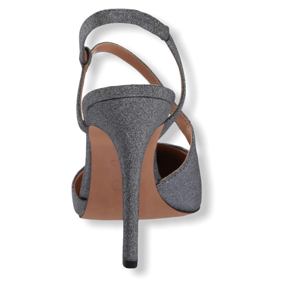 PASELLE Pewter Micro Flash Pull-on Pointed Toe Heel Women's Pumps