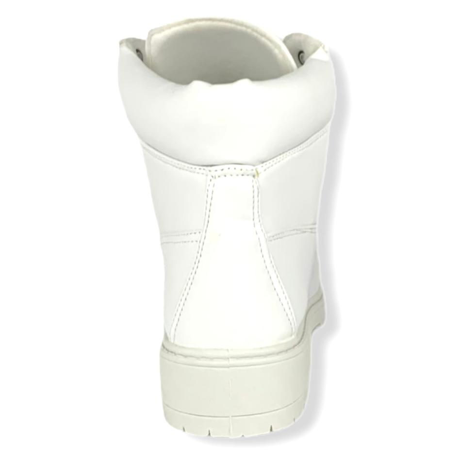 White Faux Leather Lace-up Size 9 Booties Women's Combats Boots