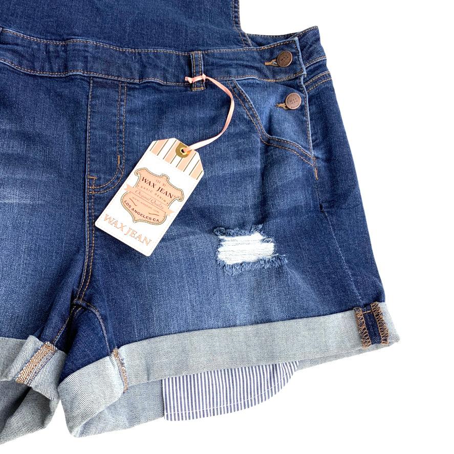Basic Denim Destroyed Ripped Stretch Jean Rompers 3XL Women's Overall