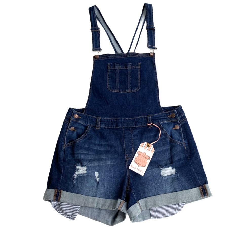 Basic Denim Destroyed Ripped Stretch Jean Rompers 3XL Women's Overall
