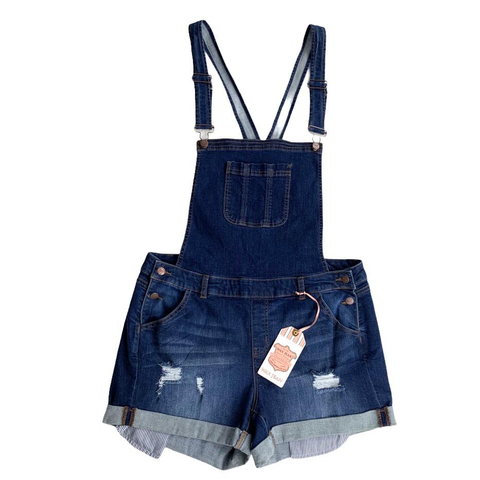 Basic Denim Destroyed Ripped Stretch Jean Rompers 3XL Women's Overall