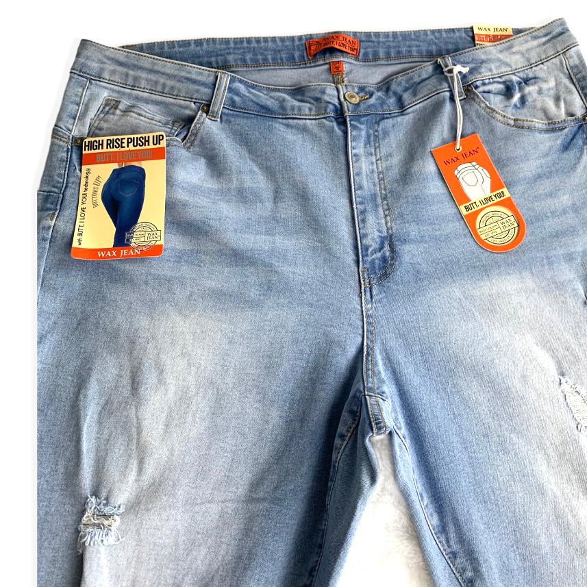 Women's Jeans Destroyed High Rise Plus Size 24 Denim Stretch