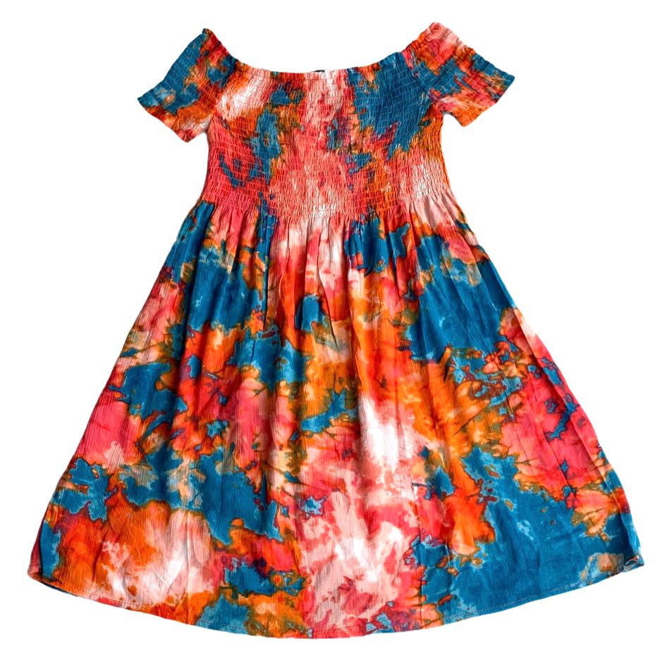 Tie Dye Shoulderless Shimmer Women's Mini Dress