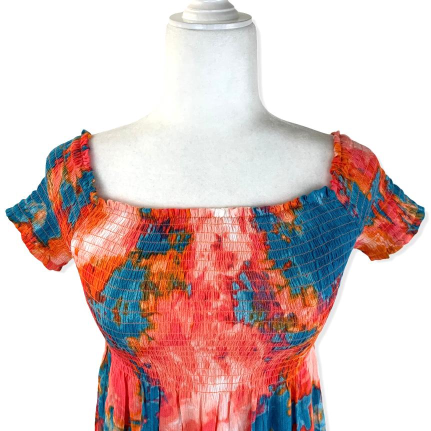 Tie Dye Shoulderless Shimmer Women's Mini Dress