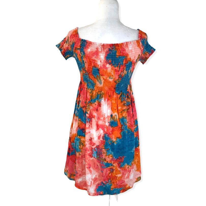 Tie Dye Shoulderless Shimmer Women's Mini Dress