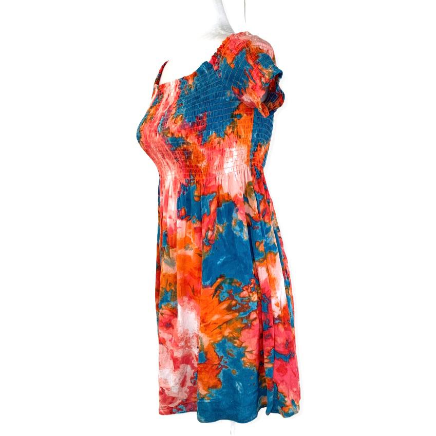 Tie Dye Shoulderless Shimmer Women's Mini Dress