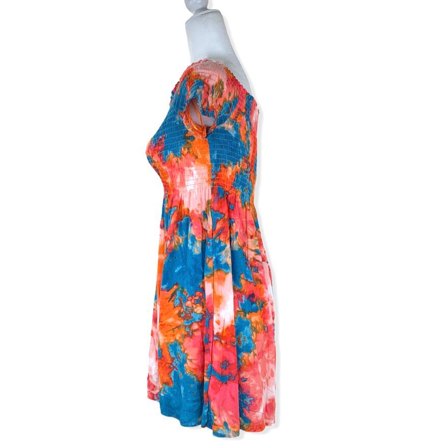 Tie Dye Shoulderless Shimmer Women's Mini Dress