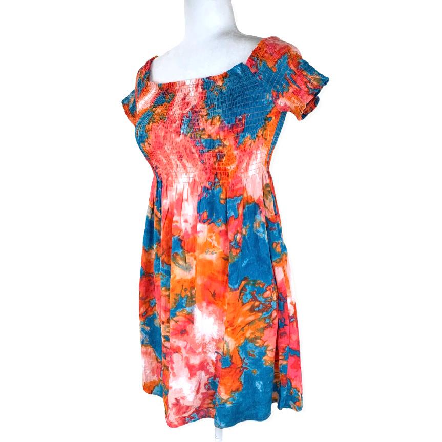 Tie Dye Shoulderless Shimmer Women's Mini Dress