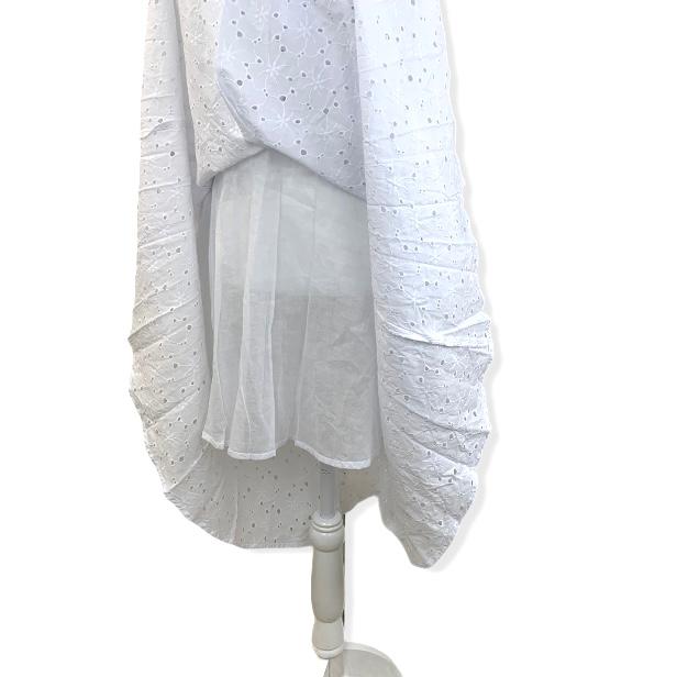 Women's Dress White Eyelet Sleeveless Asymmetric Hem